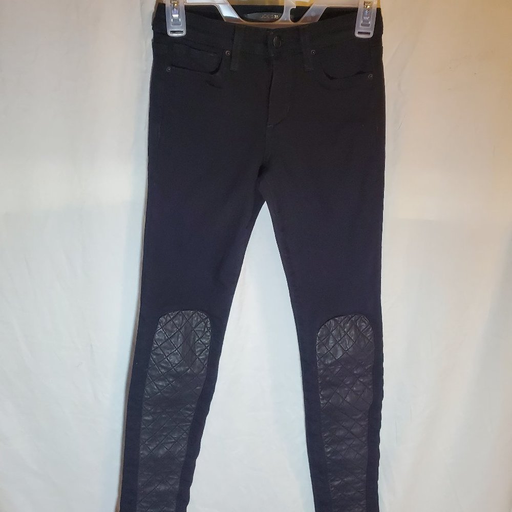 Joe's Black Faux Leather Patch Skinny Jeans